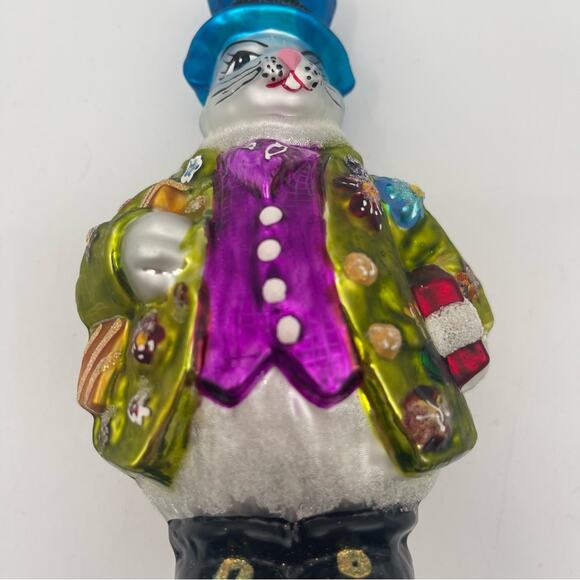 CHRISTOPHER RADKO Glass Ornament White Rabbit Glass Easter Alice Mad Hatter - Picture 13 of 14
